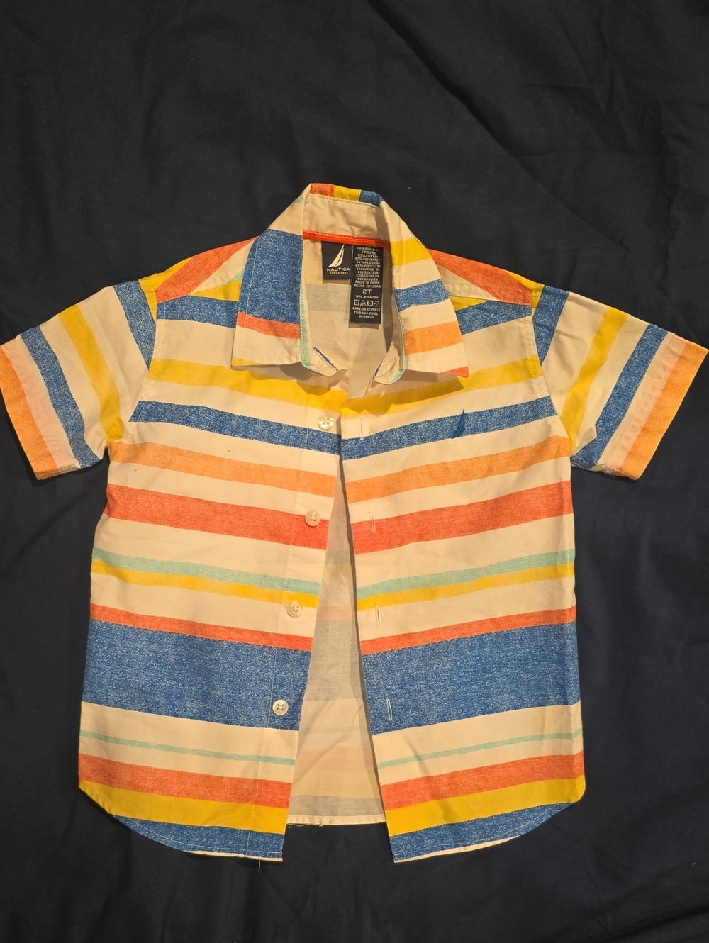 Nautica Boys' Multicolor Striped Short Sleeve Button-Down Shirt